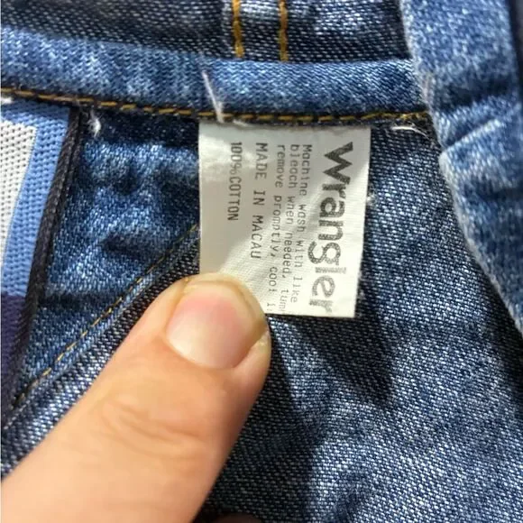 RARE Vintage Oversized Wrangler Denim Hoodie Jacket 90s Macau 100% Cotton L - Picture 9 of 11